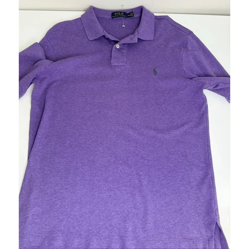 Polo Ralph Lauren Men's Polo Shirt Long Sleeve Embroidered Logo Purple Size M